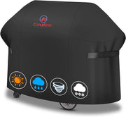 M COMNOVA OUTDOORS front view of 72-inch cover protecting a grill, shows full coverage benefit
