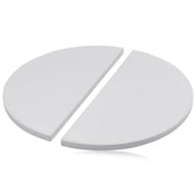 COMVIEE front view of two half-moon plates showing fit and form benefit even heat