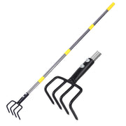 Coopvivi front view showing entire long-handle cultivator and rugged tines for strong digging