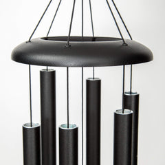 Corinthian Bells detail of windcatcher and suspension showing UV-treated cord benefit: weather resistance