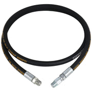 Corretic front view whip hose showing full 6 ft length and connectors, durable connector benefit