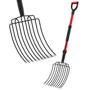 COSITA pitch fork front view showing wide 10-tine head for larger scoops