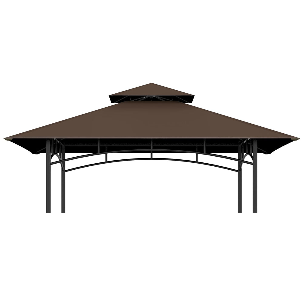 COVBOARD brown canopy front view showing full 5x8 coverage and curb appeal