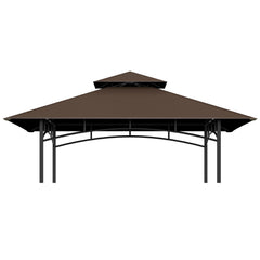 COVBOARD brown canopy front view showing full 5x8 coverage and curb appeal
