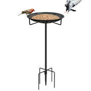 CQAIRIOU front view standing bird feeder tray showing full platform and pole, durable feeding solution
