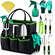 Craft911 front set view showing complete green gardening kit and easy storage benefit
