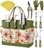 Craft911 front view of full garden kit showing organized tools and floral tote, promotes convenience