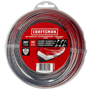 CRAFTSMAN front packaging showing 175ft red trimmer line and included cutting tool, ready to use