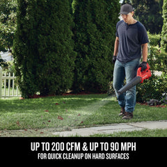 CRAFTSMAN V20 in use on driveway clearing leaves fast