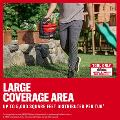 CRAFTSMAN spreader tub detail view showing 1.2 gallon capacity for longer coverage