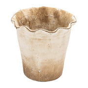 Creative Co-Op front view planter showing scalloped rim and neutral finish for styling