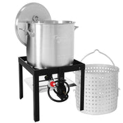 Creole Feast front view showing pot and burner for fast outdoor cooking