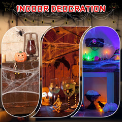 Crogift porch styled with webs and props, creating a dramatic Halloween scene