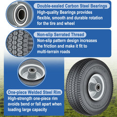 Cubesprings wheel mounted on a garden cart demonstrating stability and easy swap-out installation benefit