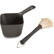 Cuisinart CBP-300 front view showing 24oz cast iron pot and nested brush for efficient basting