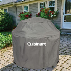 Cuisinart cover installed on XL 360 griddle in backyard, protecting appliance