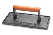 Cuisinart front view grill press showing sturdy cast iron for even cooking