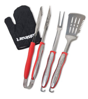 Cuisinart front view of three stainless steel tools with glove showing complete kit benefits