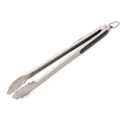 Cuisinart locking grill tongs front view showing full 16 inch length and sturdy stainless steel for safe grilling
