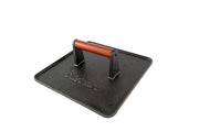 Cuisinart cast iron press front view showing flat surface and weight benefit