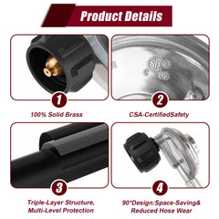Cupbunny detail of 90-degree bend reducing hose strain and improving clearance