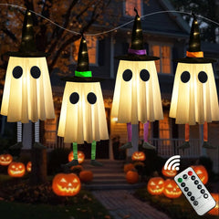 CYSKXYI front view of four hanging ghost witch hats showing curb appeal