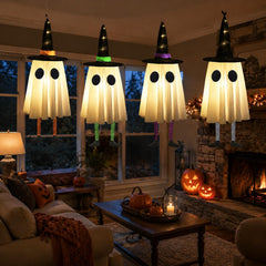 CYSKXYI lit ghost witch hats at night illuminating yard atmosphere