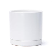 D'vine Dev front view of white ceramic planter showing modern shape and clean lines