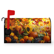 Dacawin front view of fall mailbox cover showing pumpkin and maple leaves, boosts curb appeal