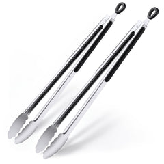 DAILY KISN tongs front view showing full length and sturdy build for safer grilling