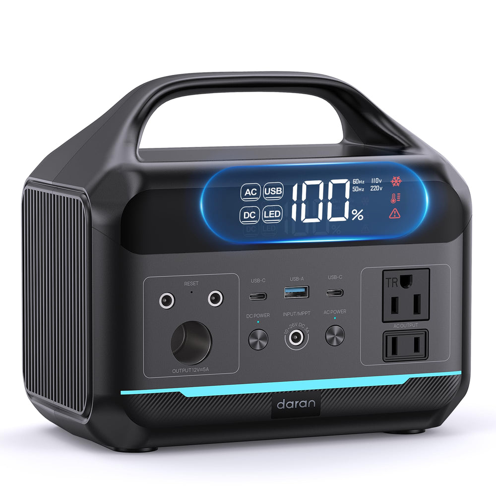 DARAN front panel showing ports and controls, easy access for charging