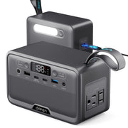 DaranEner R100 front view showing AC outlet and compact design, ideal portable power