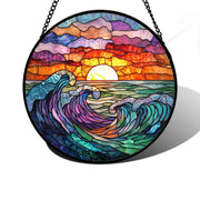 DASTOLL front view of clouds and sea waves suncatcher showing vibrant colors
