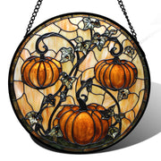 DASTOLL front view pumpkin suncatcher showing festive colors and curb appeal