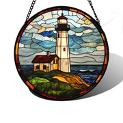 DASTOLL front view of lighthouse suncatcher showing vibrant colors and shape