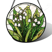 DASTOLL front view of Lily of the Valley suncatcher showing vibrant colors and design benefit vivid decor