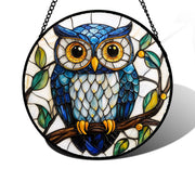 DASTOLL owl suncatcher front view showing vibrant bird design and bright colors