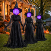 Dazzle Bright front view of three witches creating a yard focal point