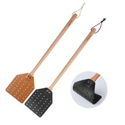 DEBETOOL two-pack front view showing both swatters with wooden handles