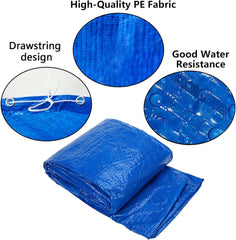 DECOHS cover installed on a 10ft frame pool showing debris protection