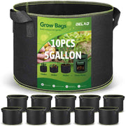 Delxo front view of 10-pack 5-gallon grow bags showing compact storage and convenience