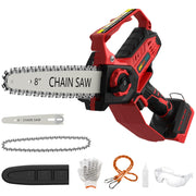 DEMIMA mini chainsaw front profile showing compact design and ergonomic handle for control