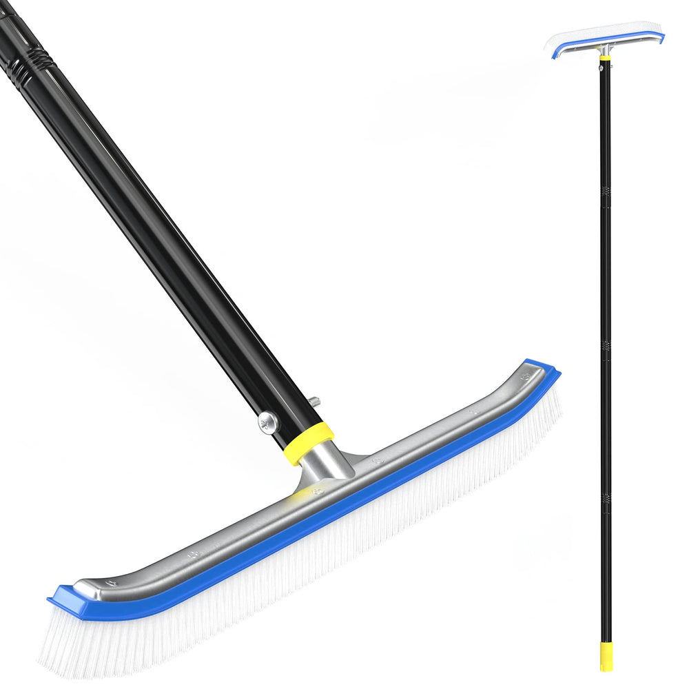 DEROFIT front view of brush and pole showing full tool, easy reach benefit