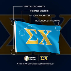 Desert Cactus folded Sigma Chi flag demonstrating compact, portable storage