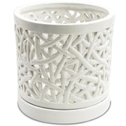 DESQUIGGLE front view of white ceramic orchid pot showing elegant silhouette and decor benefit