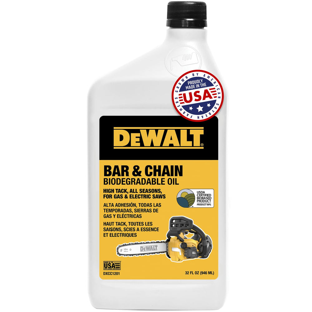 DEWALT 32 oz bottle front view showing compact design and easy pour benefit