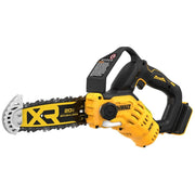 DEWALT pruning chainsaw front view showing compact design and quick handling