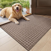 DEXI door mat front view showing neutral beige and neat edges, protects floors