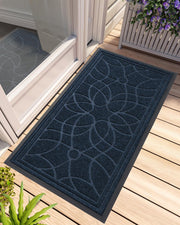 DEXI front door mat front view showing blue groove design and curb appeal