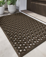 DEXI front view of brown doormat showing full coverage and durable surface